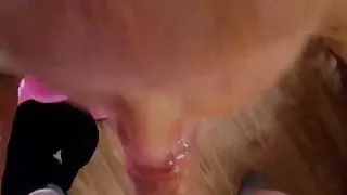 Granny takes a HUGE load to her face