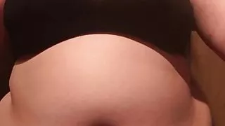 Obese girl drinks tons and gets a huge belly