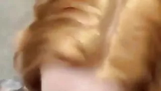 Redhead risky blowjob