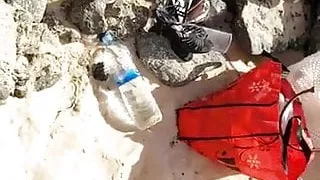Beach blowjob facial