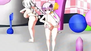MMD  Akari & Yukari hot dance