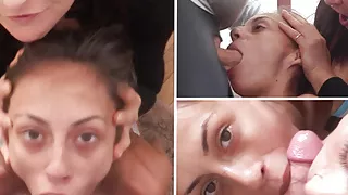 Hot brunette teaches a skinny teen girl how to suck and fuck