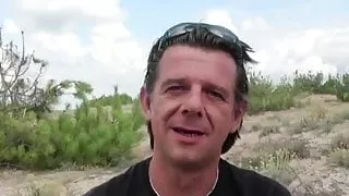 He shares his chubby wife Christelle on the beach