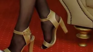 Cute CamGirl Posing in Black Stockings & Heels