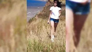 Sexy Babe Sensual Blowjob Big Dick in the Car by the Sea