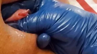 Fingering her pussy stretching