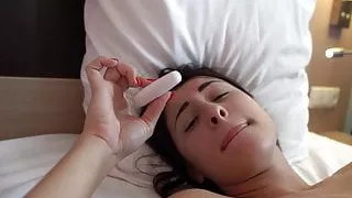 Sexy Girl Sensual Play Wet Pussy Sex Toy after Waking Up