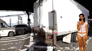 News reporter with pants down