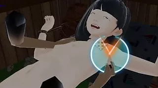 Game Play That Tickles A Naked And Bound Girl.