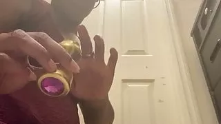 Plugs Her Ass Before Work