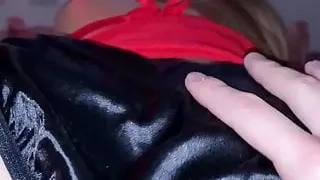 big ass in black satin panties