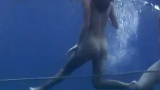 3 Hot Girls swim and have fun in the sea