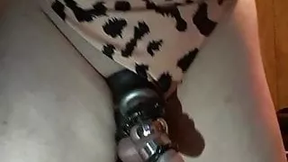 Leopard bodysuit cock wiggle