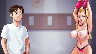 Summertime Saga - Beach group sex and sex at school