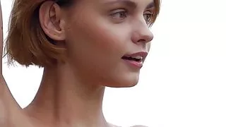 Cute sensual babe Ariel A slow motion outdoor teasing