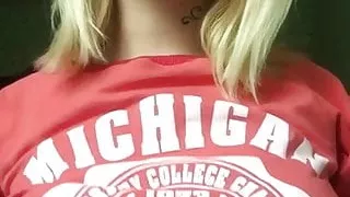 blonde mother shows her hot tits