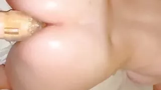 Fucking loose hot wife pussy with strap on