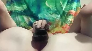 Big Booty Blonde Gets Wet And Creamy From BBC Dildo