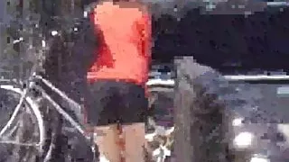 Bizarre Asian whore pees in car park