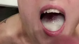 Cum in mouth close up