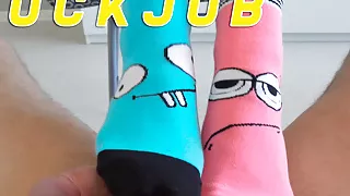 Stepsister does sockjob with stepbrother for the first time.