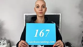 Shaved head girl in casting fuck dream