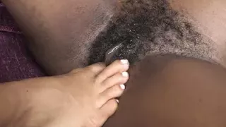 Exotic hairy babes enjoy lesbian oral sex and foot fuck