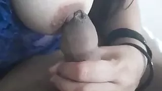 Babita rubbing dick on her breasts