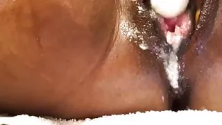 Ebony babe having an intense creamy masturbation