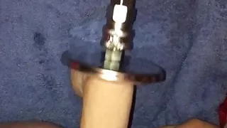 Locked sissy getting fucked by machine