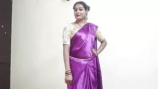 Satin Silk Saree Aunty