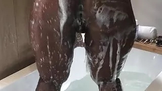 Solo ebony Cherokee twerking in bathtub