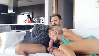 2 hot MILFs share a big cock on live cam