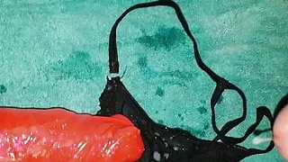 Cumshot on dildo and thong