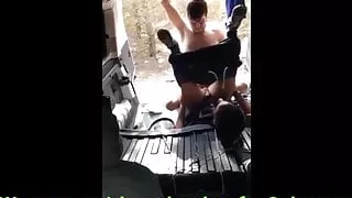 Horny couple having sex in van