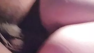 White girl rides a black cock in the front seat