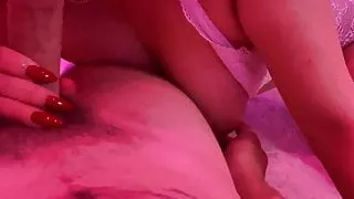 Hot Girl in Lingerie Sloppy Blowjob and Riding on Dick - Cum