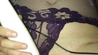 Wand masturbation with squirting