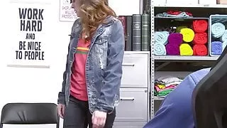 brunette lily glee doggystyled by security officer after blowjob 