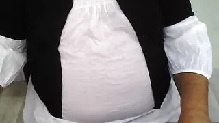 Sophie shaved in short dress and sheer panty