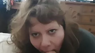 Cumslut wife Vicky Sanders sucks and swallows her boss' cum