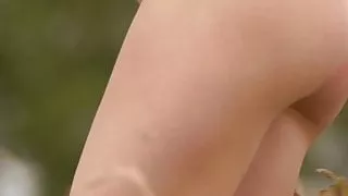 Gorgeous cutie Demi Fray stripping and teasing in nature