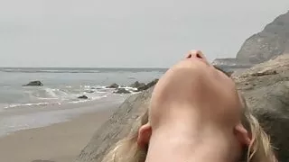 Dahlia gets naughty and squirts all over the beach