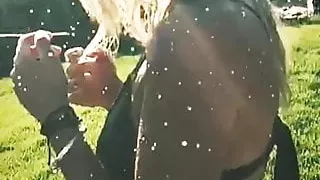 Hot babe slut whore taking a shower at the beach