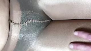 Touching pantyhose , shiny pantyhose