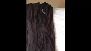 Simone 27 yo hairy pussy, big cumshot for her worn pantyhose