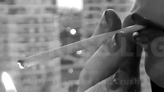 Mistress is smoke and crush cigarette