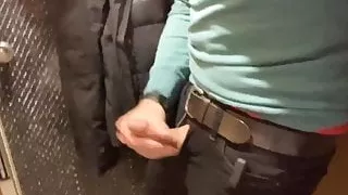 Wanking off and cumming in the train station
