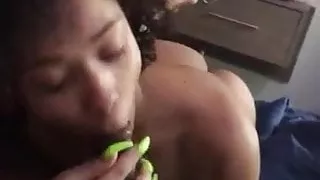Cute Ebony Sucks Big Black Cock