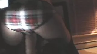 Teaser rides big dildo in front of mirror. Sucks cock. Moans